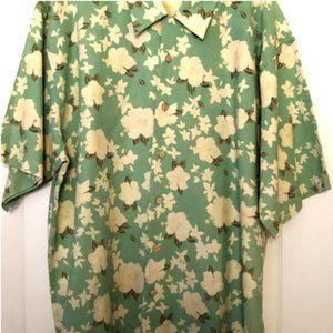 Shirt mens new size XXL Statements floral 55% linen 45%rayon button chest pocket